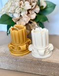 Romano Pillar Sculpture Candle – Hand-Poured Soy Wax | Ivory & Brown